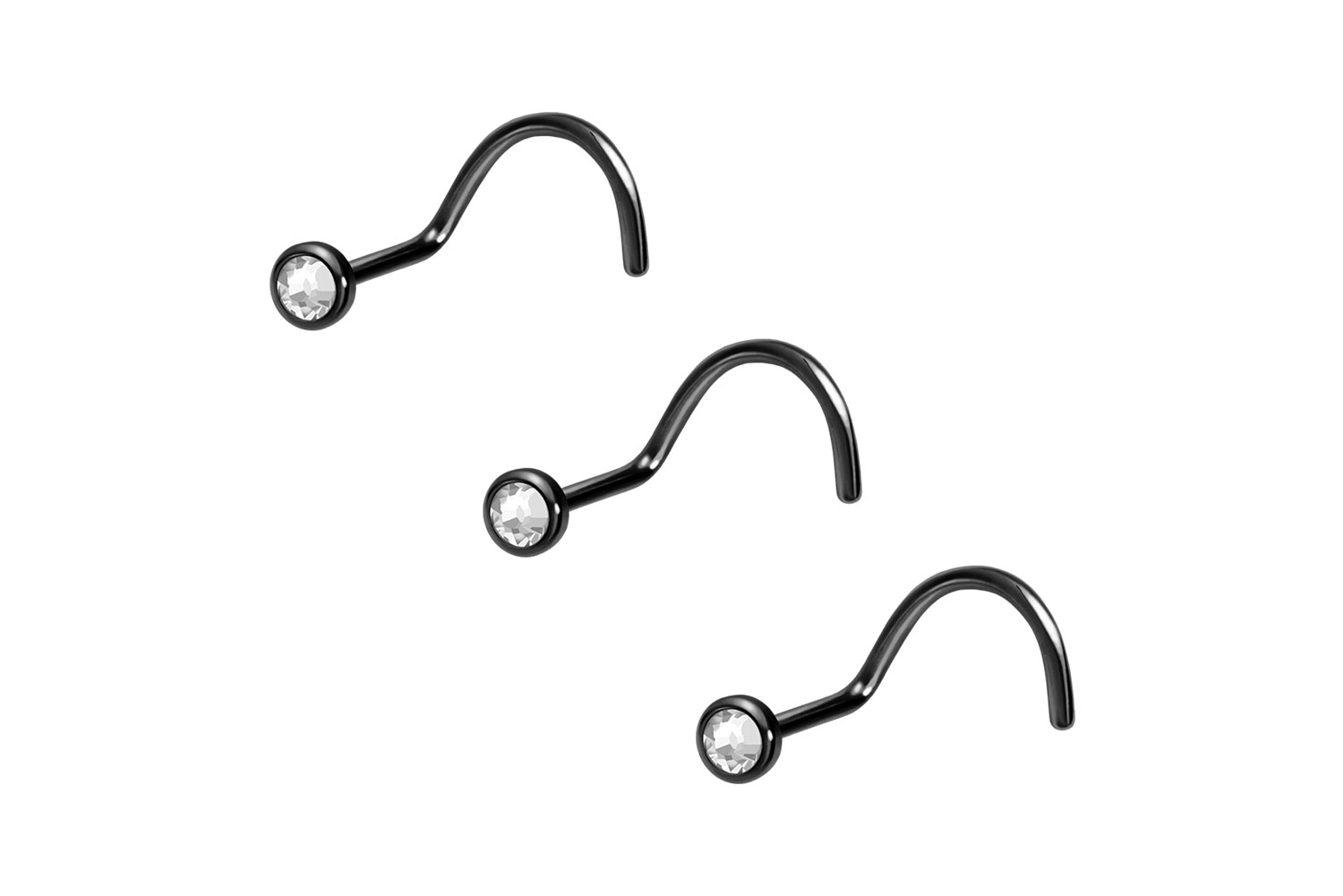 SET Chirurgenstahl Nasenstecker Nasenpiercing Spirale FLACHE KRISTALLDISC